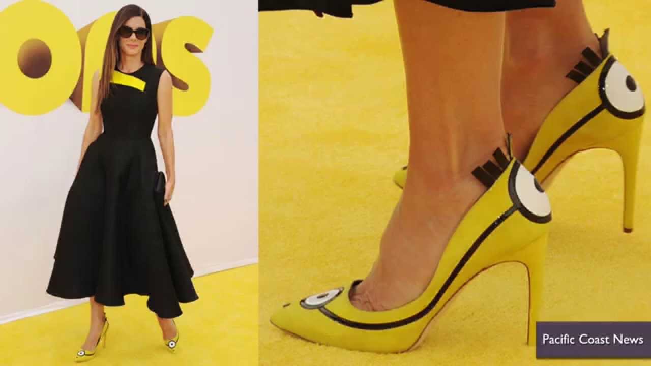 Sandra Bullock rocks Minion inspired heels at 'Minions' premiere