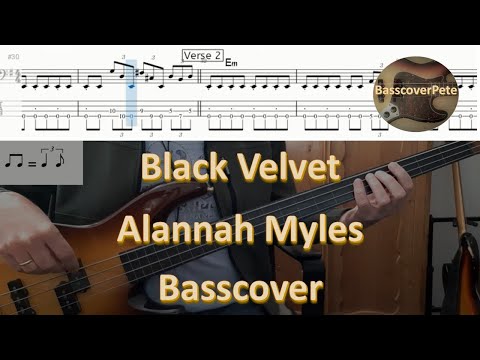 Alannah Myles Black Velvet. Bass Cover Tabs Score Notation Chords Transcription