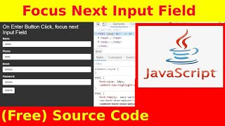 Ep65 - On Clicking Enter Button Focus Next Input Field - JavaScript Source Code