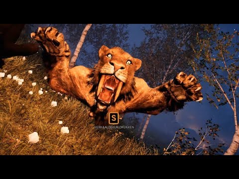 Far Cry Primal - Bloodfang Sabretooth vs Predators, Udam, Izila & Large Mammals (Mammoth etc)