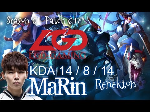 LGD MaRin RENEKTON vs FIORA Top - Patch 6.17 KR Ranked | League of Legends