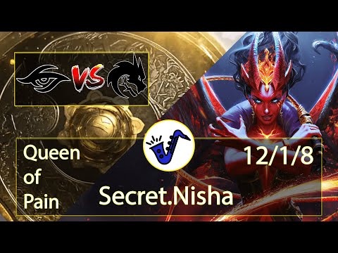 Queen of Pain Dota 2 - Nisha - 12/1/8 - Mid Lane / 2 - Team Secret VS Team Spirit - TI10 Group Stage