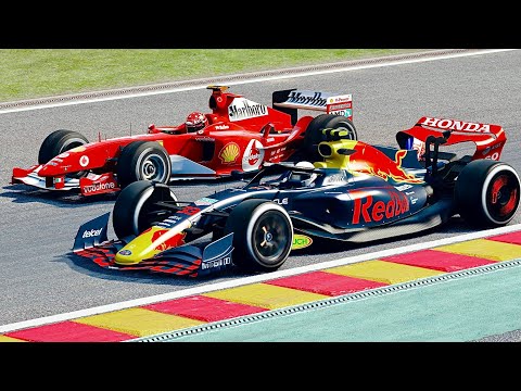 Red Bull F1 2022 vs Ferrari F1 2004 at Spa GP