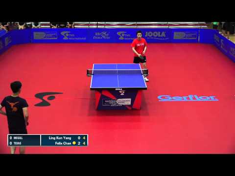 2016 NCTTA Nationals Coed Teams RR - Felix Chan (Texas) vs Ling Kun Yang (McGill)