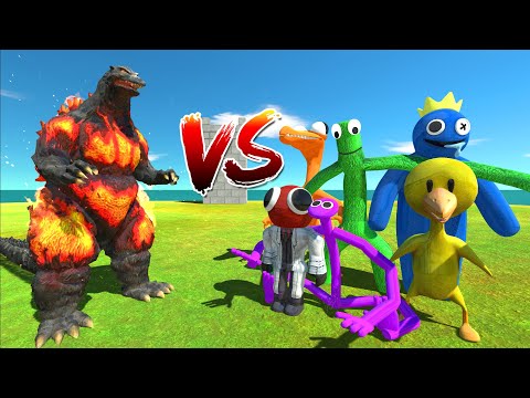 Godzilla Burning Vs New Team Rainbow Friends - Animal Revolt Battle Simulator