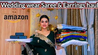 Wedding Wear Saree & Earrings haul from Amazon @PoojaRikichoyal 