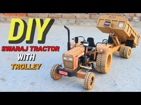 How To Make RC Swaraj 855 Tractor With Hydraulic Trolley From Cardboard And Homemade ll DIY