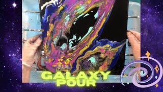 Acrylic GALAXY Pour Painting -Double Open Cup Pour- *So Satisfying*-Space Fluid Art