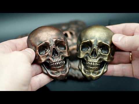 Human Skull Relief. Copper, bronze faux metal