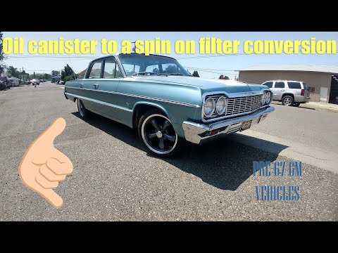 SBC canister oil filter to a spin on conversion using perma cool 1134 adapter