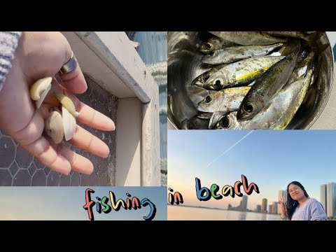 Beach for the first time🏊 happy moments! fishing 🎣