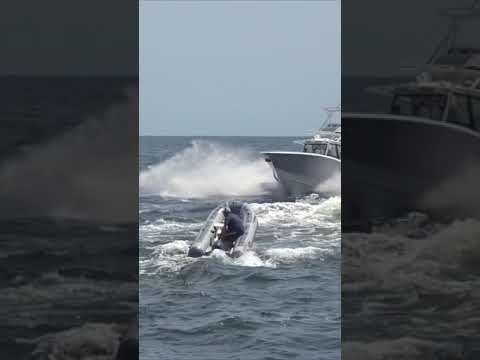 INFLATABLE BOAT TAKES ON INLET! #shorts