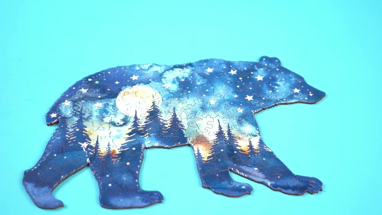 KAAYEE Wooden Jigsaw Puzzles Adult Unique Shape Advanced Astral Bear