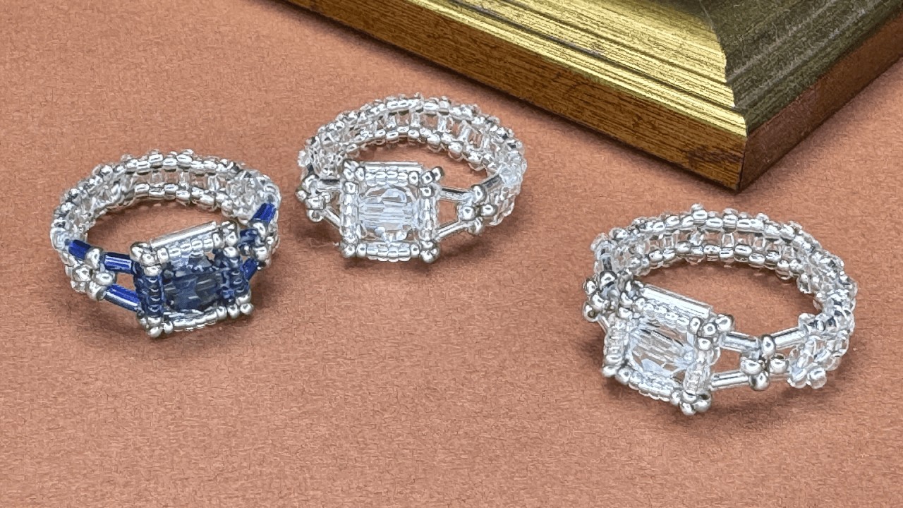 【Tutorial 51】How to make Ring with beads *Beading tutorial｜ビーズアクセサリー｜ハンドメイドリング｜ビーズステッチ｜串珠指环教程