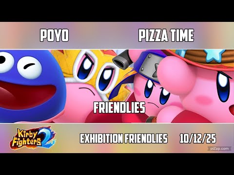 Poyo (Water/Wrestler/Gooey) vs PIZZA TIME (Beam/Beetle/Whip/Fighter/Ninja) - Kirby Fighters 2