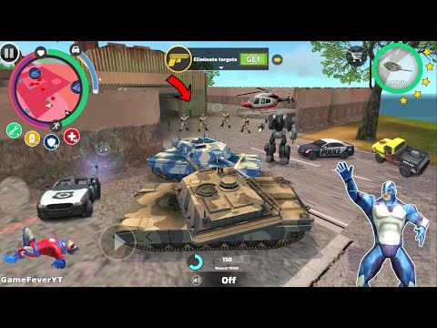 Rope Hero Vice Town - (Army Tank vs Police Tank) Tank Fume Extractor Stuck - Android Gameplay HD