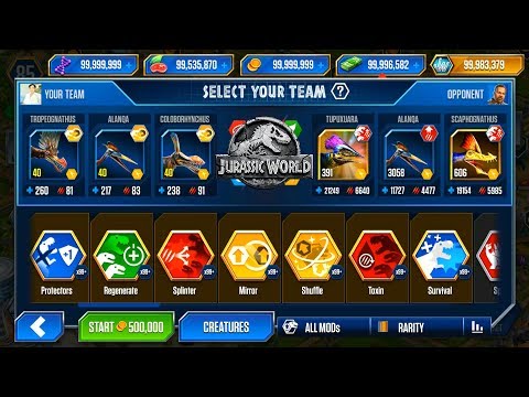 Unprecedented battles super levels, super mods and super fights -Jurassic World The Game
