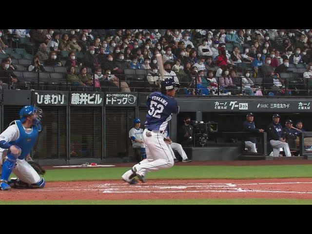 【7回表】打撃で連日の猛アピール!! 満塁の場面でライオンズ・陽川尚将が均衡を破る先制タイムリーヒット!!  2023年3月15日 北海道日本ハムファイターズ 対 埼玉西武ライオンズ