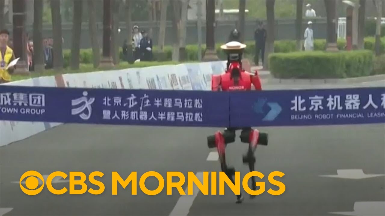 Video shows humanoid robot setting record in half-marathon in Beijing