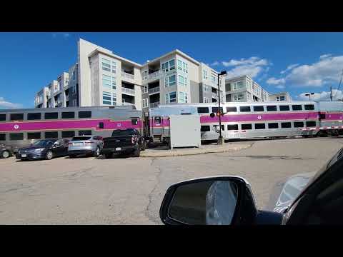 Foxboro train passes by Walpole station