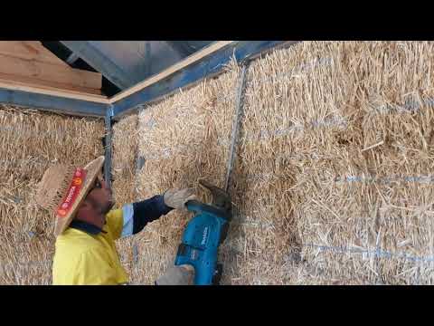 Straw bale preparation for rendering