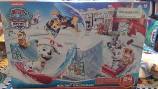 Opening up paw patrol advent calendar