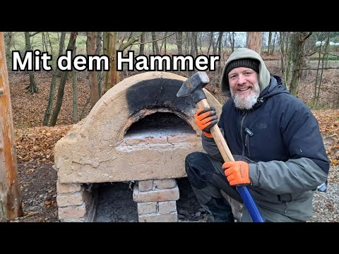 I smash my clay oven with a hammer at outdoor camp. | #clayoven