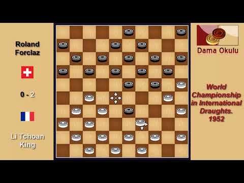 Li Tchoan King (FRA) - Roland Forclaz (SUI). Draughts World Championship. 1952.
