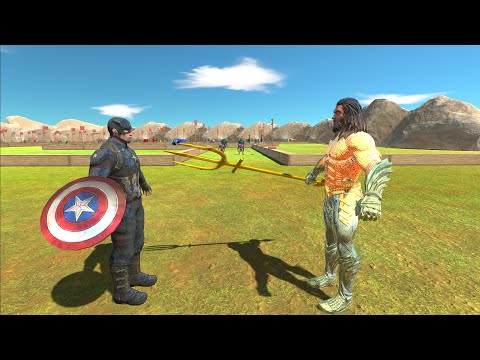 AQUAMAN VS CAPTIAN AMERICA DEATH RUN - Animal Revolt Battle Simulator