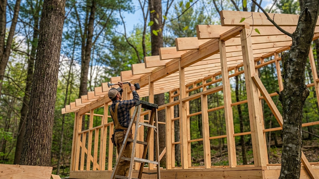 Man Builds Tiny Wood Cabin deep in the Forest | Start to Finish by @WoodnessGoodness