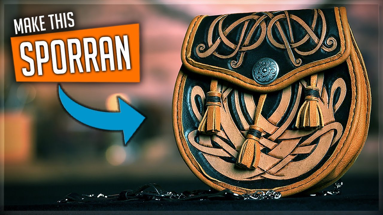 Make a LEATHER SPORRAN - DIY - Celtic Viking - Leather Carving