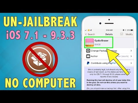 How To Unjailbreak/Remove Cydia (iOS 9.3.3) w/ Cydia Eraser | Restore Without Updating (No Computer) Video