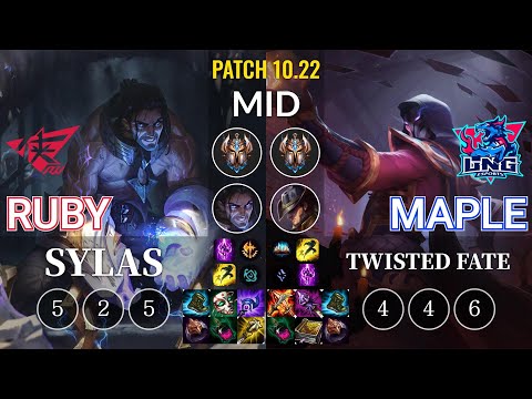 RW Ruby Sylas vs LNG Maple Twisted Fate Mid - KR Patch 10.22
