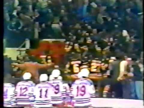Bruins vs. Rangers Bench Clearing. Bruins Go Into Stands At MSG (Rangers TV Feed)