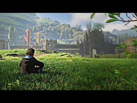 8 Hours Sitting on the Grass 🌿 Hogwarts Grounds Afternoon | Relaxing Ambience & Soft Music