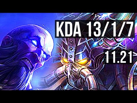 RYZE vs KASSADIN (MID) | 13/1/7, Godlike | KR Master | 11.21