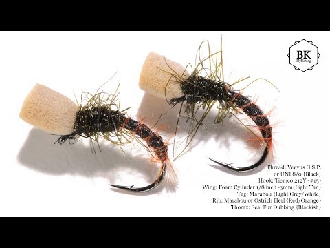 Tying "Foam Midge Emerger" - Buzzer, Chironomid, Blae, Black (Dry Flies) by BK