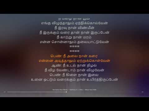 Nee Kaatru Naan Maram | Nilaave Vaa | Vidyasagar | synchronized Tamil lyrics song