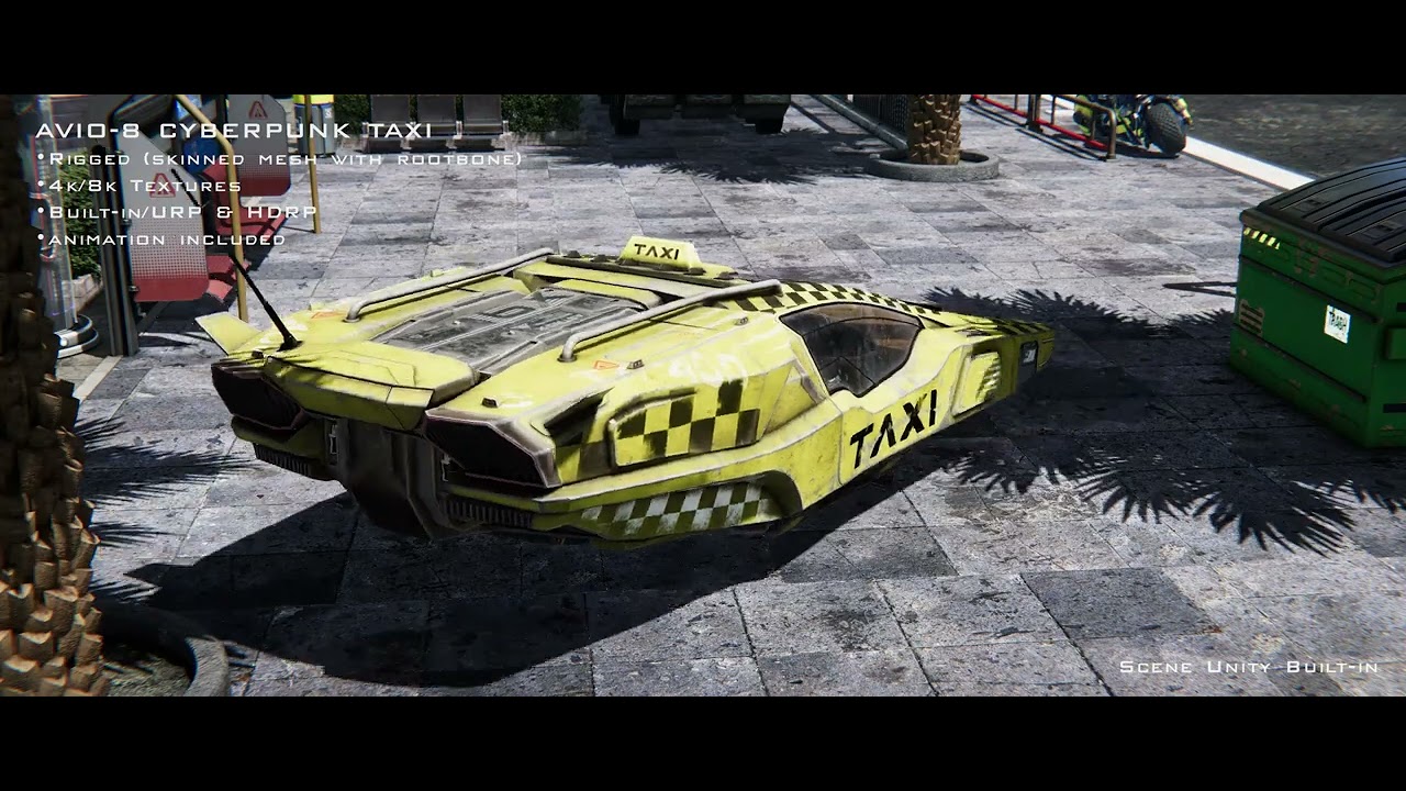 AVIO-8 Cyberpunk Hover Taxi - FULLY RIGGED outside inside 3D Model