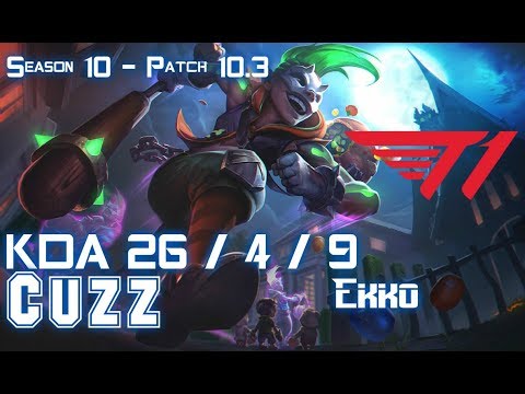 T1 Cuzz EKKO vs LEE SIN Jungle - Patch 10.3 KR Ranked