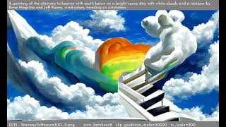 Stairway to Heaven 03 - In the style of Rene Magritte and Jeff Koons