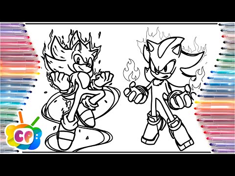 Super Sonic vs Super Shadow / Sonic vs Shadow coloring pages / Sonic 3 movie coloring