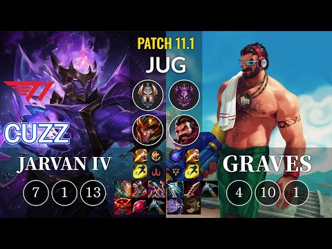 T1 Cuzz Jarvan IV vs Graves Jungle - KR Patch 11.1