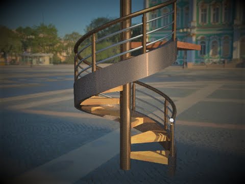 3D Spiral Stair In AUTOCAD .Complete Modeling.