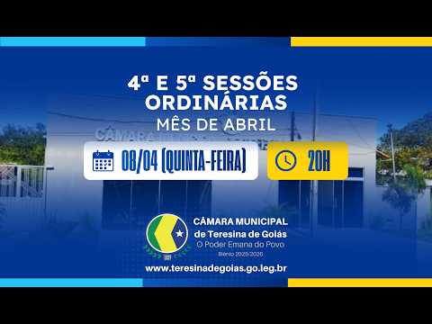 4ª E 5ª SESSÃO ORDINÁRIA  DO MÊS DE ABRIL DE 2026