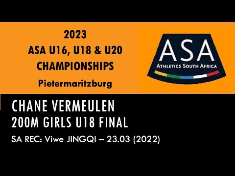 Chane Vermeulen wins 2023 SA Girls U18 Championships 200m in 23.99 in Pietermaritzburg