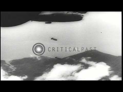 Allied air attack on Japanese positions in New Guinea HD Stock Footage