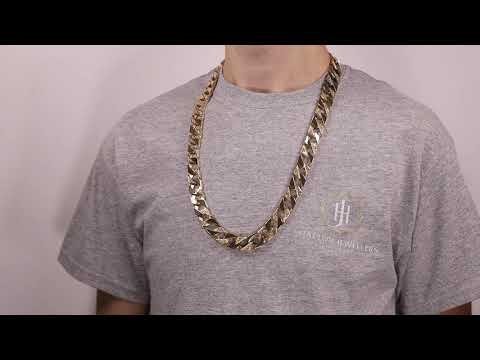 B6_30 - 9ct Gold Solid Square Curb Chain - 16mm