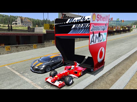 Bugatti Chiron Super Sport 300+ vs Ferrari F1 2002 with Crazy Wing - Drag Race 20KM
