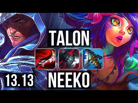 TALON vs NEEKO (MID) | Rank 1 Talon, 10 solo kills, 1.4M mastery, 600+ games | NA Challenger | 13.13